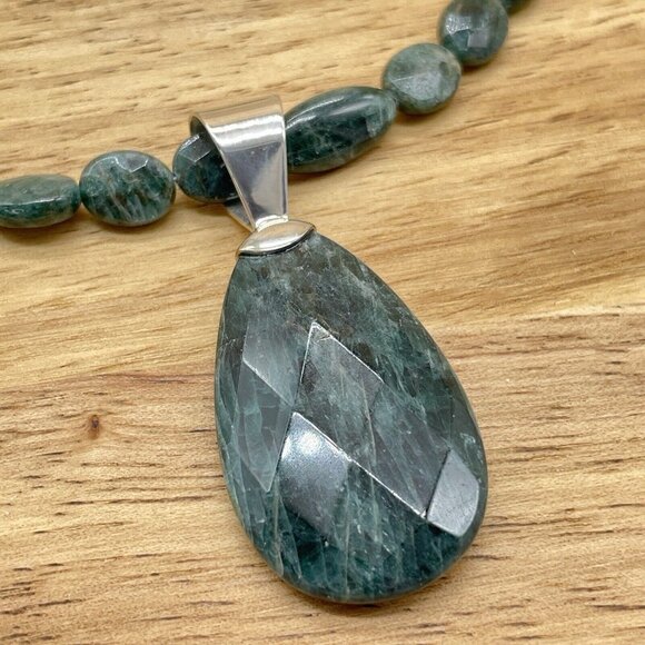 Jay King Green Apatite Necklace Pendant Sterling Silver 18" Faceted Polished - Picture 3 of 8